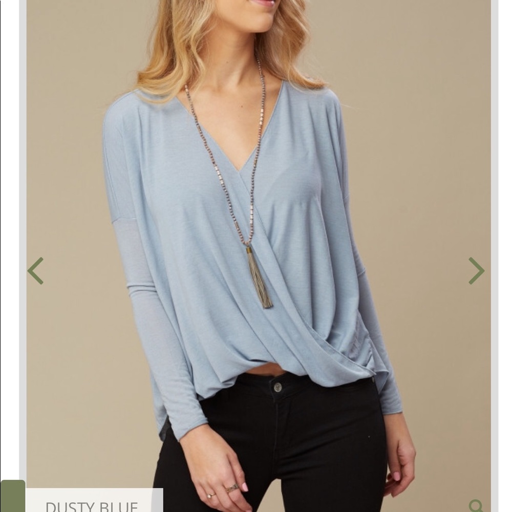Dusty Blue Wrap Top